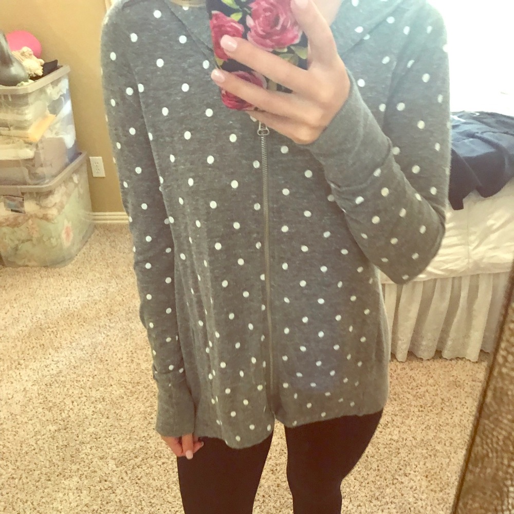 C&C California Grey Polka Dot Hoodie Jacket